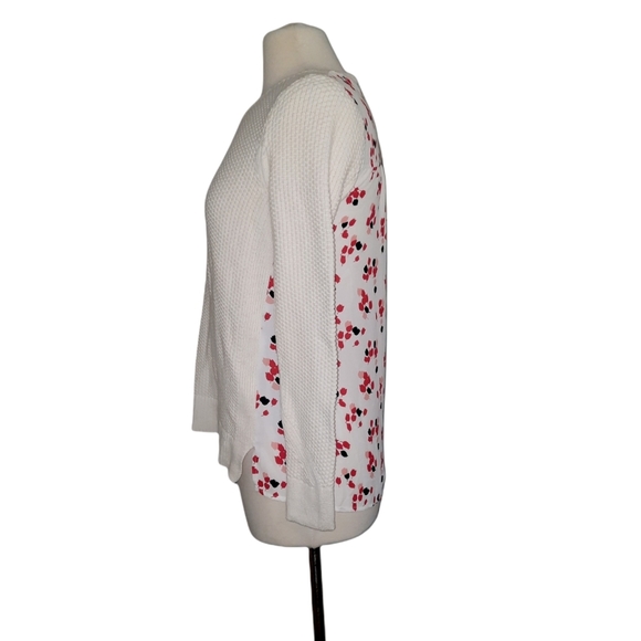 Loft Sweater XS White Crew Neck 100% Cotton top shirt blouse Pullover essential - Picture 2 of 4